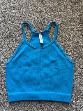 Zenana NWOT Blue Ribbed Racerback Crop Tank